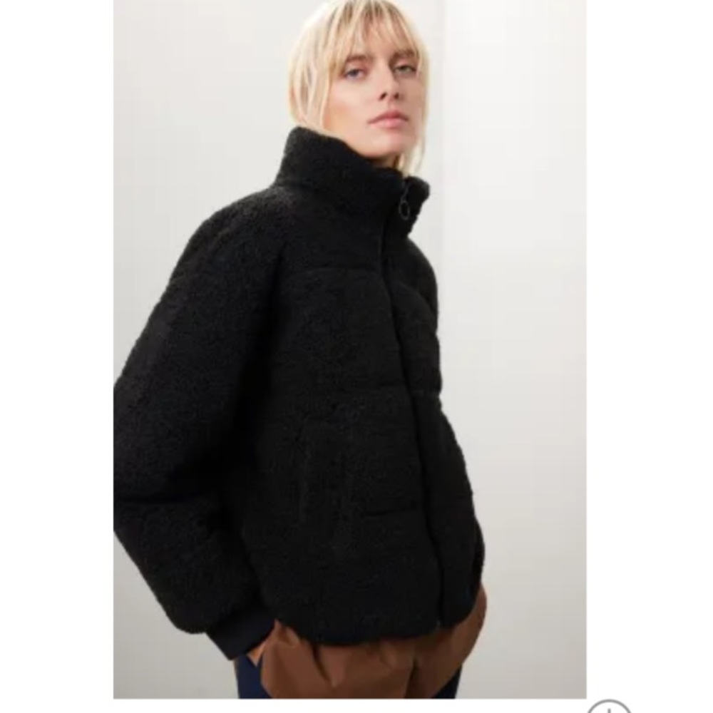 🎄 NVLT Black Berber Faux Down Cropped Puffer Jacket Funnel Neck NWT XL